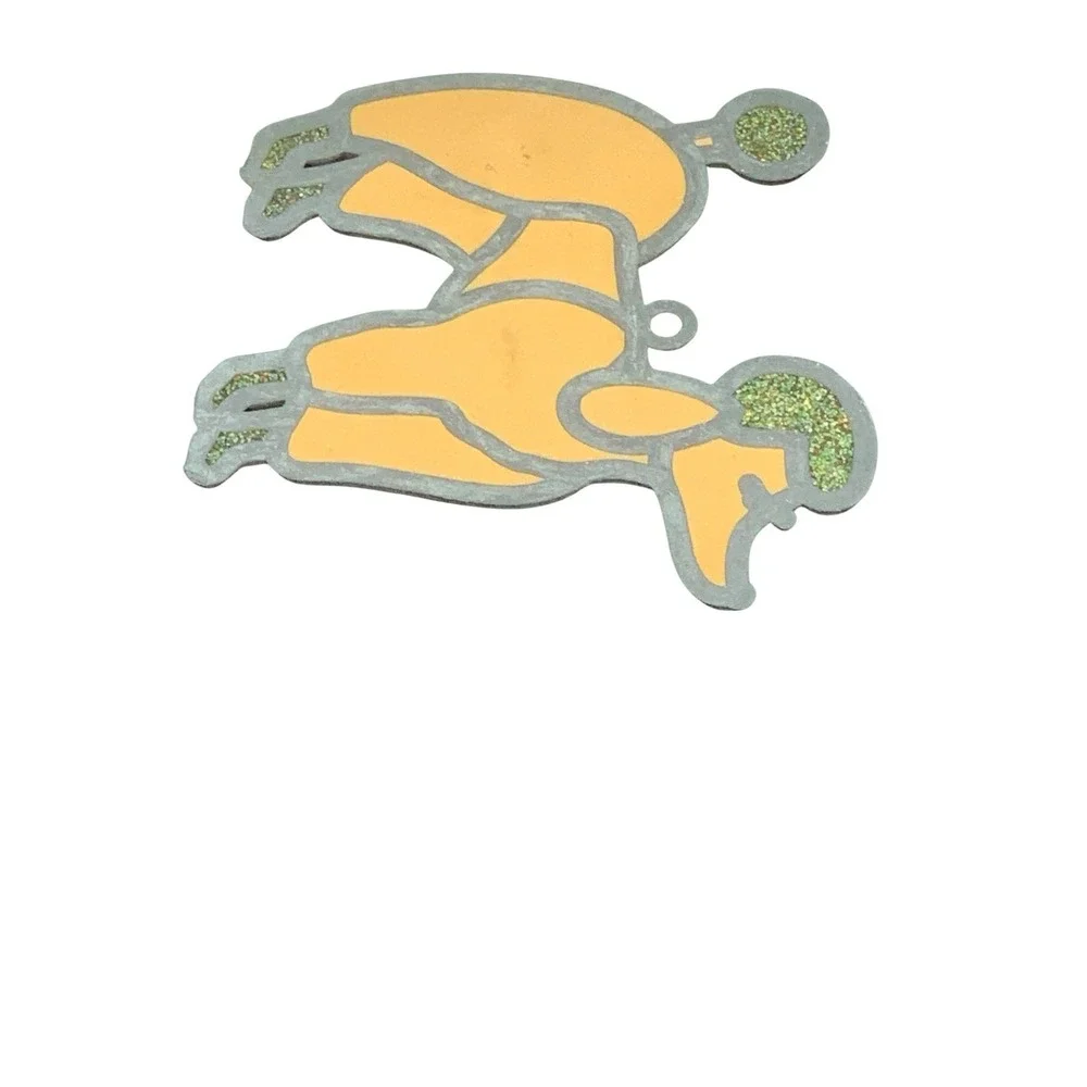 Vntg Handmade Stained Glass Poodle Dog Yellow Blond Suncatcher Ornament Pets